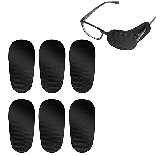 LUTER 6 Stück Augenklappen für Brillen, Wiederverwendbar Augenklappe zum Abdecken des Linken Rechten Auges für Kinder und Erwachsene Faules Auge Amblyopie Strabismus (Schwarz, Mittel)