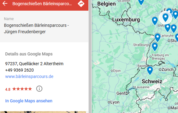 Dieses Bild zeigt die Lage des Bärleinsparcours in Franken.